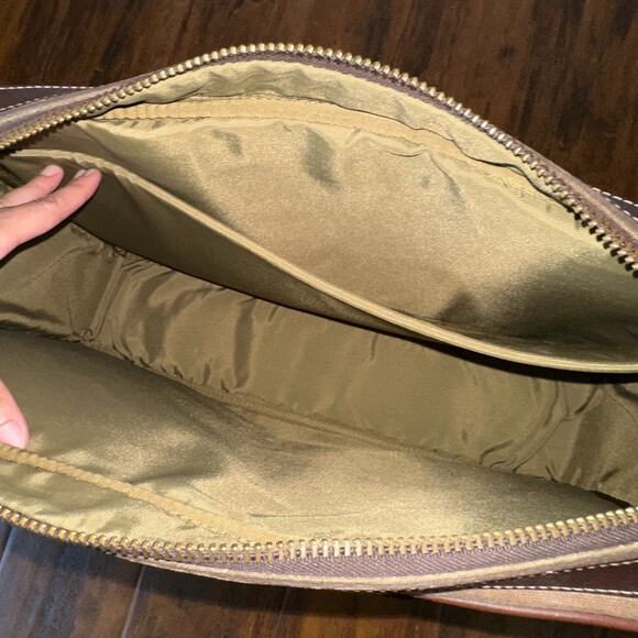 THE WHITE WING Bag Brown Canvas Leather Briefcase Messenger Crossbody Business - Picture 3 of 16